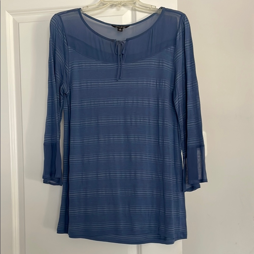 Lucky Brand Women’s Top Size M Two Shade  Pigeon Blue Part Sheer